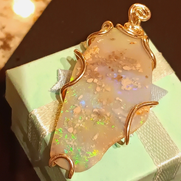 Huge Australian Opal Pendant Sterling Silver - Picture 14 of 16